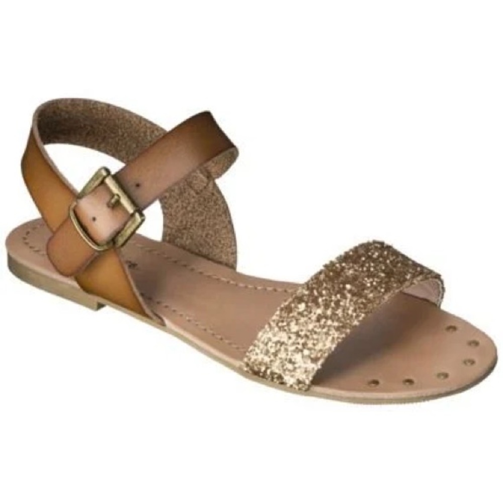 Target mossimo supply co lakitia gold glitter faux brown leather sandals (7)